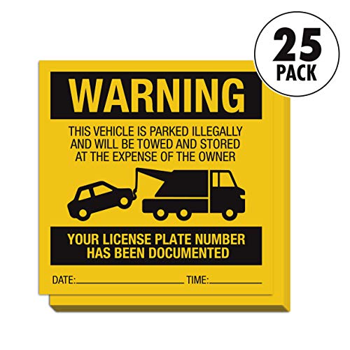 Illegally Parked Warning Stickers (Pack of 25)