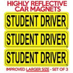 Blue Lightning Reflective Student Driver Magnetic Car Signs (Set of 3) Safety Caution Sign Improved LARGER Size
