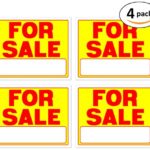 For Sale Signs 11 x 14 Inch – 4 Pack, Neon Fluorescent Yellow & Red