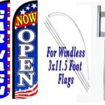 Car Wash Now Open King Windless Swooper Flag Sign Kit With Pole and Ground Spike – Pack of 2