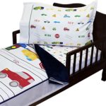 RoomCraft Red Light Green Light 3pc Toddler Bedding Set Cars and Trucks Blanket Sheet and Pillowcase Set