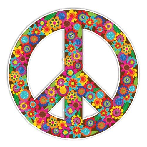 Meganjdesigns Brown Floral Peace Sign Car Sticker Decal Vinyl Hippie Bumper Sticker 