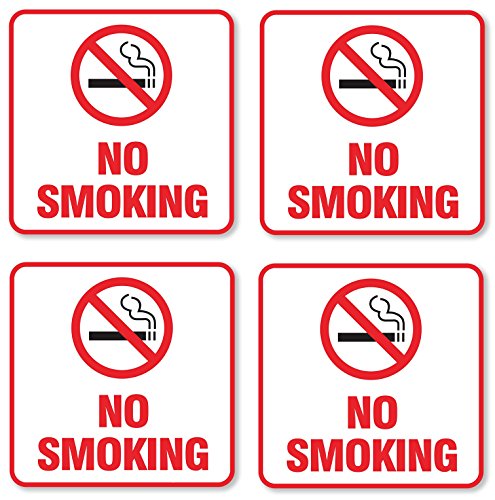 (4 Pack) Self Adhesive No Smoking Sign Vinyl Decal Sticker Waterproof ...