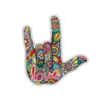 MeganJDesigns I Love You Sign Language Hand Sticker Decal Multicolor Car Decal Laptop Decal Wall Art Love ASL Hand Sign Cute Car Sticker Symbol Hippie
