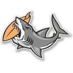 2 x 10cm/100mm Surf Shark Vinyl Sticker Decal Laptop Travel Luggage Car iPad Sign Fun #4753