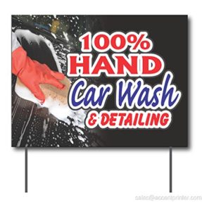 100% Hand Car Wash & Detailing Curbside Sign, 24″w x 18″h, Full Color ...