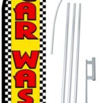 NEOPlex – “CAR WASH” 12-foot SUPER Swooper Feather Flag With Heavy-Duty 15-foot Pole and Ground Spike