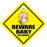 BABY iwantthatsign.com Beware Baby On Board Car Sign, Baby On Board Car Sign, GrandDecal, Joke Car Sign, Child On Board, Toddler Car Sign, Unisex Decal
