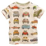 Metee Dresses Boy’s Short Sleeve Cotton T-Shirts Car Print Tops Size 2 Years,2T(1.5-2 Years),Beige