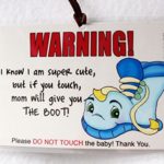 Baby Sign for Car Seat, Don’t Touch the Baby 6 x 4 inch Car Seat Sign by Cold Snap Studio – Mom Will Give You the Boot Sign for Boys – HANDMADE in the USA!