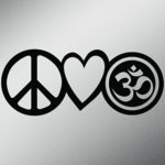 Peace Love OM Namaste Vinyl Decal Sticker | Cars Trucks Vans Walls Laptops Cups | Black | 7.5 X 3 Inch | KCD1637B