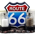 Ebros Gift Will Rogers Highway Historic US Route 66 Sign With Car Tires Salt Pepper Shakers And Table Napkin Holder Decor Figurine
