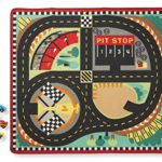 Melissa & Doug Round the Speedway Race Track Rug With 4 Race Cars (39 x 36 inches)