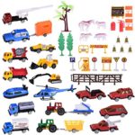 Construction Cars Diecast Racer Tow Truck Back to School Educational Vehicle Collections Boys Toys Set for Kids Birthday, Party Favors, Goodie Bag Stuffers with Durable Container – 48 pcs