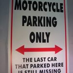 Leister Motorcycle Parking Only Sign