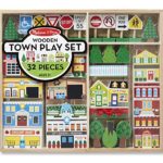 Melissa & Doug Wooden Town Play Set With Storage Tray (32 pcs)