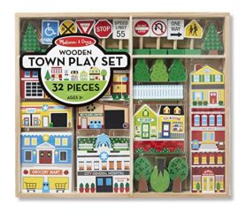 wooden town play set