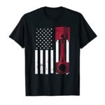 Car Enthusiast American Flag Piston Muscle Car T-Shirt