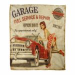 Emvency 50″ x 60″ Super Soft Throw Blanket Car Vintage Garage Retro Girl Classic Sign 1950S 1960S Aged Attractive Home Decorative Flannel Velvet Plush Blanket