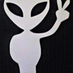 Alien Aliens Peace Sign Vinyl Decal Sticker|WHITE|Cars Trucks Vans SUV Laptops Wall Art|5.5″ X 3.5″|CGS544