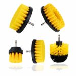 SaferCCTV 5Pcs Combinate Drill Brush-2″ 3″ 4″ 5″ Power Scrubbing Brush Drill,Spin Scrubber Electric Cleaning Brush Fixing for Car, Bathroom, Wooden Floor, Laundry Room Cleaning(Yellow)