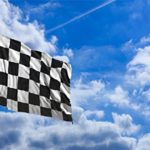 CSFOTO 6x4ft Background for Waving Checkered Flag in Front of a Cloudy Sky Photography Backdrop Competition Racing Car Motorsport Race Speed Sport Success Sign Photo Studio Props Polyester Wallpaper