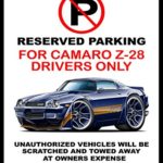 1980-81 Chevy Camaro Z-28 Muscle Car-toon No Parking Sign