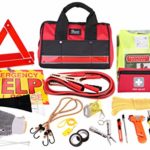 Thrive Roadside Assistance Auto Emergency Kit + First Aid Kit – Rugged Tool Bag – Contains Jumper Cables, Tools, Reflective Safety Triangle and More. Ideal Winter Accessory for Your car or Truck