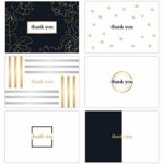 SLICE OF GOODNESS 36PK Elegance Thank You Cards – 6 Designs With 36 Black Envelopes Included – Great For Writing Heartfelt Thank You Notes For Any Occasion
