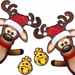 Bigtime Signs XL 4 Piece Reflective Magnetic Reindeer Car Kit | Funny Christmas Car Decorations + 2 Jingle Bells Magnets | Reindeer Holiday Automotive Magnet (Waving)