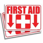 (2 Pack) First Aid Kit Sticker Sign Self Adhesive Decal 7″x10″ for Office Warehouse or Business Emergency First Aid Kit Sign