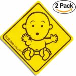 Baby On Board Sticker, Removable Reflective Baby On Board Decal, Baby in Car Sticker, Baby Announcement Board Sign, 2 Packs 5″ x 5″