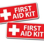 2 x Red First Aid Sticker Decal for Emergency Kid Camp DIY Box or Kit