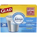 Glad Small Trash Bags – OdorShield 4 Gallon White Trash Bag, Febreze Fresh Clean – 26 Count Each (Pack of 6)