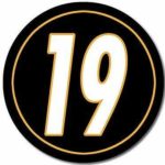 MAGNET 4×4 inch Round #19 Juju Smith Schuster Sticker (Steelers Number Pittsburgh) Magnetic vinyl bumper sticker sticks to any metal fridge, car, signs