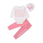3Pcs/Set Newborn Baby Girl Letter Romper Bodysuit Long Pants Leggings Cotton Outfits Toddler Clothes Sets 0-24M