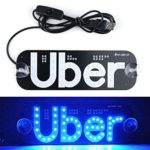 Akiyou Shipped from The USA U BER LED Sign Decor, U b e r Sign LED Light, Led Sign Decor – Glow Light Sign Decal On Window with USB Powered, Rideshare LED Light Sign DC12V Car Charger Inverter (Blue)