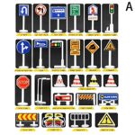 NszzJixo9 28 Pcs Car Toy Accessories Traffic Road Signs Kids Children Play Learn Toy Game Babies Can Learn and Know About Traffic Signs (A)