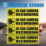 (Pack of 4 pcs) in Car Camera Recording Sticker Dash Cam on Board Video Label Bumper Baby Safe Decal [Yellow]