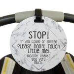 Marble ECI Tag – (No Touching Baby Car Seat Sign for Flu Season with Custom Emergency Contact Information on The Back)