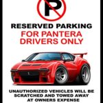 DeTomaso Pantera GT4 Exotic Car-toon No Parking Sign