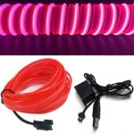 M.best USB Neon LED Light Glowing Electroluminescent Wire/El Wire for Automotive Interior Car Cosplay Decoration with 6mm Sewing Edge (5M/15FT, Pink)