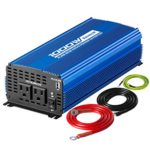 Kinverch 1000W Continuous/2000W Peak Pure Sine Wave Inverter DC 12V to AC 110V Car Power Inverter with Dual AC Outlets & 2A USB Output