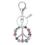 Bling Crystal Flower Peace Sign Key Ring Creative Packaging Box MZ844-1