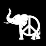 Elephant Peace Vinyl Decal Sticker | Cars Trucks Vans Walls Laptops Cups | White | 5.5 inches | KCD1523