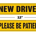 TOTOMO New Driver Please be Patient Magnet Sticker – 12″x3″ Highly Reflective Premium Quality Car Safety Caution Sign for New and Student Drivers #SDM09