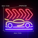 ineonlife Car Neon Signs Led Neon Sign Acrylic Modern Wall Decor 17’’x13’’ Red Neon Light Signs for Bedroom Game Area Birthday Gift Bar Store Christmas Party with USB Switch