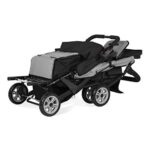 Gaggle by Foundations Compass 3 Seat Tandem Triple Stroller with Canopy, 5 Point Harness, Foot Brake (Black)