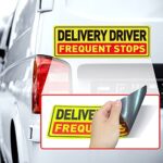 Delivery Driver Car Magnet 12 x 4 Inches Reflective Frequent Stops Magnetic Sticker Warning Safety Sign for Vehicle 4 Pack