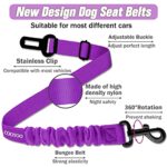 COOYOO 3 Piece Set Retractable Dog Car Adjustable Pet Seat Belt for Vehicle Nylon Pet Safety Seat Belts Heavy Duty & Elastic & Durable Car Harness for Dogs